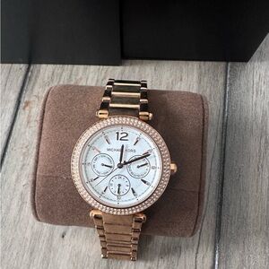 Michael Kors Rose Gold and White Women's Watch